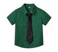 Generisch Bicycle Sitting Children Summer Single Breasted Plain Short Sleeve Cardigan for Boys Girls Tie Candy Colour Shirt Short Shirts Men, Green, 3-4 Years