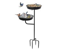 Generisch Bird Bath Bowl, Metal Bird Bath - Includes 4-Prong Ground Spike as a Stand, Garden Decoration for Patio, Balcony, Lawn