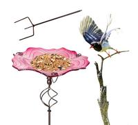 Generisch Bird Bath for the Garden, Iron Art Floor Stake, Garden Standing Metal Bird Bath - For Hummingbird Budgies Bee Patio Balcony Yard Lawn