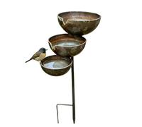 Generisch Bird Bath with Ground Spike 3 Tier Vintage Metal Garden Ornament