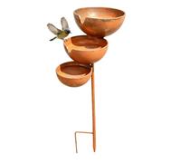 Generisch Bird Bath with Ground Spike 3 Tier Vintage Metal Garden Ornament | Outdoor Bee Bath and Bird Bath Station for Outdoor Garden Backyard Farm Patio Lawn Balcony