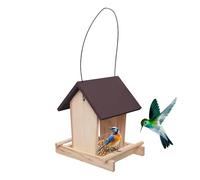 Generisch Bird Feeder - Wooden Feeding with Treat Bowl and Standing Pole, Hanging Wild Bird Feeder for Balcony, Patio, Garden, and Outdoor Nature Watching
