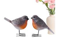 Generisch Bird Figures, Bird Figures Home Decor, Robin Bird Sculpture Set of 2, Resin Modern Decorative Ornaments for the Living Room, Bathroom, Outdoor Yard