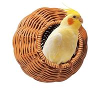 Generisch Bird Nest Imitation Rattan Keel-Painted Iron Wire Hangable Bird House Hand-Woven Imitation Nest Bed Bird Cage Nest for Finch