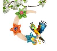 Generisch Bird Perches with Bell and Star Wood, Crescent Moon Parrot Hammock, Parakeets Seat Poles, Parakeets Inseparable Canary Bird, Macaw, Grey Parrot