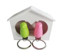 Generisch Birdhouse Shape Key Holder - ABS 9.4 x 6.4 x 4.4 cm Bird Nest Keyring with Pink and Green Bird - Birđ House Key Holder - Home Decoration | Pair Birđ House Keychain, ey Hook