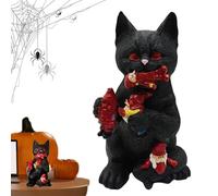 Generisch Black Cat Figure, Christmas Decoration Sculpture for Desk, Cat Eats Figure Decoration for Home Decoration, Collector, Display Case, Bookshelf, Bedside Table, Windowsill