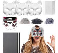 Generisch Blank Cat Mask, Material Kit, 7.48 x 6.69 Inches Includes Mesh Base and Felt Sheets, Unpainted Cat Mask for Cosplay Arts Projects Masquerade Party, Adults, Costume Crafting