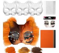 Generisch Blank Cat , Material Kit, 7.48 x 6.69 Inches Includes Mesh Base and Felt Sheets, Unpainted Cat for Cosplay Arts Projects Masquerade Party, Adults, Costume Crafting