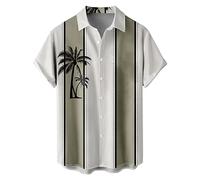 Generisch Blue Men's Shirt Casual Loose Men's Lapel Print Short Sleeve Cuff Button Port Style Flower Shirt Sand Beach Hawaiian Summer Top Shirt Men's Elegant, darkgray, L