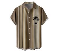 Generisch Blue Men's Shirt Casual Loose Men's Lapel Print Short Sleeve Cuff Button Port Style Flower Shirt Sand Beach Hawaiian Summer Top Shirt Men's Elegant, brown, L