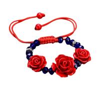 Generisch Blue Message Bracelet Women's Bracelet, decorated with a red rose, a red cord and blue beads. For Rose Moon Bracelet Bracelet Rings, 17, Plastic
