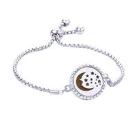 Generisch Blue Silver Bracelet Aromatherapy Jewelry Hollow Steel Set with Diamonds Rose Perfume Bracelet Choice Magnetic Message And Classic Bracelet, one size, Stainless steel + alloy