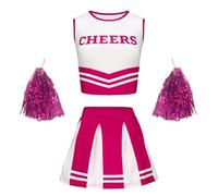 Generisch Body Blouse The Student Sports Meet Cheer Team Set with Hand Flowers Baby Photo Shoot (8-9Y)