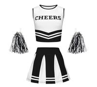 Generisch Body Blouse The Student Sports Meet Cheer Team Set with Hand Flowers Baby Photo Shoot (Black, 5-6Y)