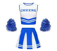 Generisch Body Blouse The Student Sports Meet Cheer Team Set with Hand Flowers Baby Photo Shoot (Blue, 9-10Y)