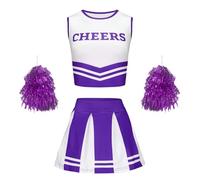 Generisch Body Blouse The Student Sports Meet Cheer Team Set with Hand Flowers Baby Photo Shoot (Purple, 7-8Y)