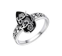 Generisch Bohemian Rings | Black Gemstone Finger Jewellery - Black Crystal Ring - For Women and Girls on Travel Daily Use on Date Nights Valentine's Day Holidays and Special