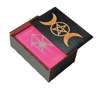 Generisch Boîte Cartes Tarot Bois - Coffret Vintage à Couvercle Coulissant | Boîte Bibelots Artisanale Rangement | Étui Bijoux Décoratif, Coffre Cartes Divination, Accessory Spirituel Maison