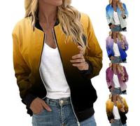 Generisch Bomber Jacket Women's Blouson Jacket Women's College Jacket Short Sports Jacket Casual Pilot Jacket Long Sleeve Transition Jacket Outwear Zip Up Running Jacket Spring Coat Summer Jacket