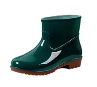 Generisch Boots Medium Tube Shoe Buckle Women's Low Heel Rain Cap Round Waterproof Women's Boots, Green, 7 UK