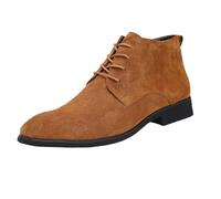 generisch Boots Men's Suit Shoes Casual Shoes Elegant Suede Ankle Boots High Top Shoes Ankle High Boots Lace Toe Business Shoes Classic Lace-Up Shoes with Block Heel, coffee, 8 UK
