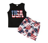 Generisch Bow Tie Boy Toddler Boys Independence Day 4th of July Sleeveless T Shirt Letter Print Tops Vest Shorts Outfits Baby Clothes First Equipment, black, 2-3 Years