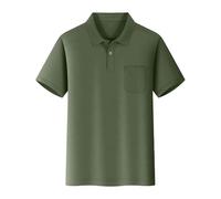 Generisch Boys Casual Short Sleeve Solid Color Pocket Shirt Comfortable Kids Top for Everyday and Play, Army Green, 4-5 Years