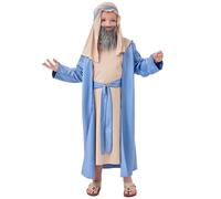 Generisch Boys' Cosplay Moustache Outfit for Stage Performance, History Festival, Party Wear, Medieval Elders, History (Blue, 3-4 Years)
