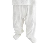 Generisch Boys Girls Casual Loose Thin Pyjama Bottoms for Spring Summer with Open Crotch Elastic Ankle, White, 2-3 Years