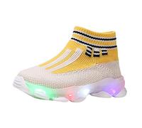 Generisch Boys Girls Mesh Trainers Shine Blinky Indoor Shoes Children's Walking Shoes for Sports Shoes Children's Shoes Breathable Running Shoes Non-Slip Trainers, yellow, 8 UK Child