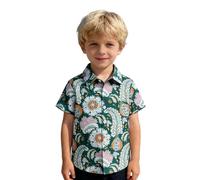 Generisch Boys' Hawaiian Shirt Short Sleeve Shirt Summer Tops Graphic T-Shirt with Flowers Beach Shirt Holiday Tropical Print Casual Shirt Loose Cut Lapel Collar Party Shirt Summer Top