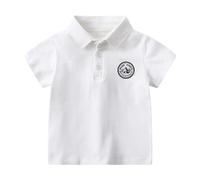 Generisch Boys' Polo Shirt in Classic Plain Design - Short Sleeve Polo with Logo Patch Timeless Basic Top for School and Leisure