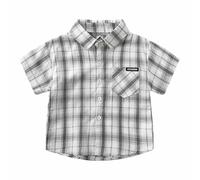 Generisch Boys' Short Sleeve Checked Shirt in Classic Design - Casual Shirt with Chest Pocket | Timeless Top for School and Everyday Use