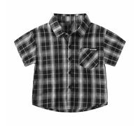 Generisch Boys' Short Sleeve Checked Shirt in Classic Design - Casual Shirt with Chest Pocket | Timeless Top for School and Everyday Use