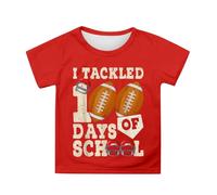 Generisch Boys' Short Sleeve Crew Neck Letter Print Crew Neck Fashionable Summer Top Soft Everyday Outfit Casual Comfortable Basic Style Day Outfit for Children Teenagers Toddlers