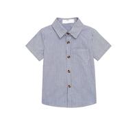 Generisch Boys' Short-Sleeved Shirt Classically Dressed with Fine Stripes - Children's Shirt with Kent Collar and Chest Pocket | Chic Top for Festive Occasions