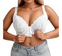 Generisch Bra Women's Cups Bra Comfortable Underwire Comfortable Bra with Lace Closure Front Plus Size for Women Stylish Lingerie for Daily Wear Ideal All Seasons, White, 100F