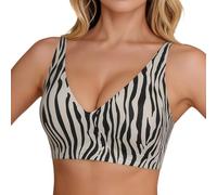 Generisch Bra Women's Without Underwire Push Up Bra Seamless Leopard Underwear Sexy V Neck Non-Wired Bra Soft Sports Bralette Seamless Full Bra Comfortable Sissy Lingerie