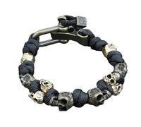 Generisch Bracelets Women Men The Paracord Bracelet for Men Skeleton Woven Paracord Bracelet Gothic Skeleton Adjustable Braided Hand Cord Leather Bracelet For Men With Engraving, one size, String