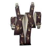 Generisch Braces Unisex-Adults H-Shape Suspender with 4 Clips (Hunter Duck Red, Green, 3.5 cm Wide, 125 cm Long)