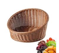 Generisch Bread Baskets for Table - Imitation Rattan | Bread Basket with Slanted Display Design, Storage for Snacks and Pastries, Handwoven Fruit Basket | Kitchen, Restaurant, Picnic Use