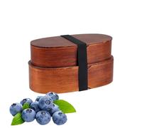 Generisch Bread Box for Students, Adjustable Wooden Divider - Double Tier Lunch Storage Box for Commuting Picnic School Camping Spring Strip Music Festival Fruits Sandwiches