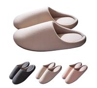 Generisch Breathable Cotton Slippers, Slippers for Men and Women, Washable Slippers, Memory Foam Insole, Slippers, Non-Slip Rubber Soles, beige, 6 UK