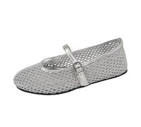 Generisch Breathable mesh casual shoes for women, comfortable lightweight slip-on trainers for everyday use, silver, 6 UK