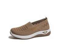 Generisch Breathable mesh slip-on shoes - lightweight, comfortable casual shoes with soft sole for everyday easy putting on, brown, 6 UK