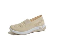 Generisch Breathable mesh slip-on shoes - lightweight, comfortable casual shoes with soft sole for everyday easy putting on, beige, 2/2.5 UK