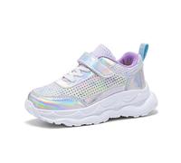 Generisch Breathable Mesh Trainers for Girls with Glitter Design - Lightweight Comfortable Everyday Running Shoes for School Leisure in Four Seasons, silver, 10.5 UK Child