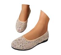 Generisch Breathable Round Toe Flat Shoes for Easy, Flexible and Comfortable Walking - Comfortable Everyday Slippers, beige, 5 UK