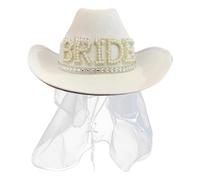 Generisch Bridal Hat, White Cowgirl Hat for Wedding Party | Women's Accessories Props Fancy Dress Game for Festivals Beach Parties Bridal Shower Costumes